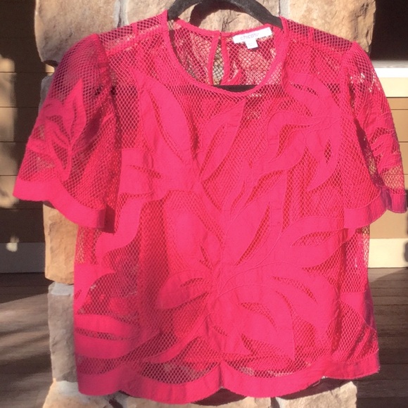 Chico's Tops - Chico’s netted hot pink top vacay spa pool beach travel farmer’s market brunch